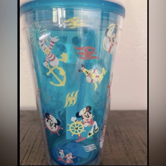 Disney Cruise Line Ice Cream Dome Blue Tumbler with Straw - Picture 5 of 6